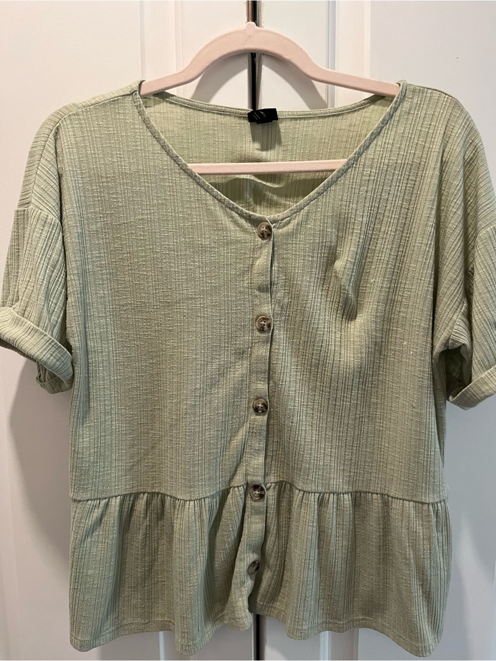 Art Class kids Light Sage Ribbed Button-Up Top